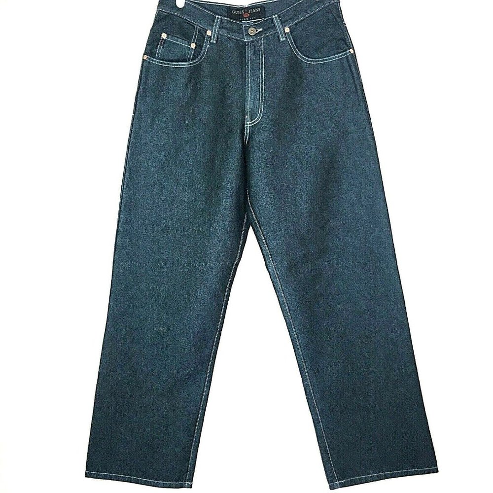 Vintage 90s Guess Urban Fit Blue Metallic Jeans